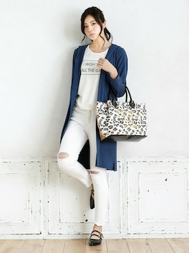 「ロングカーディガン」｜ハニーズさん（レディース・160cm）の夏コーディネート