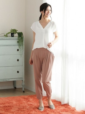 「オフィススタイル」｜「アイテム（パンツ）」を使った、ハニーズさん（レディース・160cm）の夏コーディネート