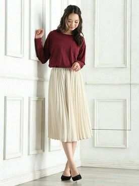 「ボルドー」｜ハニーズさん（レディース・160cm）の秋コーディネート