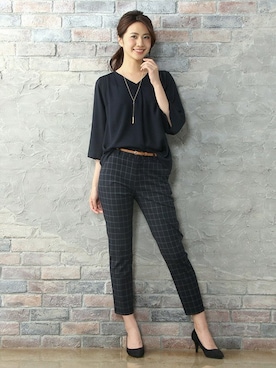 「オフィススタイル」｜「アイテム（パンツ）」を使った、ハニーズさん（レディース・160cm）の秋コーディネート