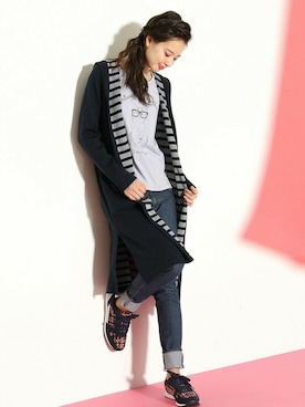 「ロングカーディガン」｜ハニーズさん（レディース・160cm）の秋コーディネート