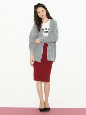 「アイテム（スカート、レッド系）」を使った、ハニーズさん（レディース・160cm）の秋コーディネート