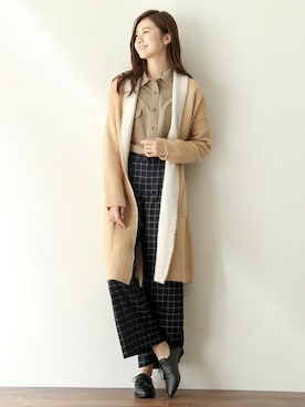 「ロングカーディガン」｜ハニーズさん（レディース・160cm）の秋コーディネート