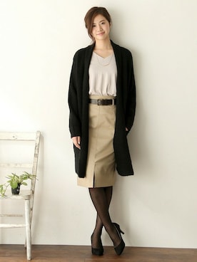 「アイテム（スカート、ベージュ系）」を使った、ハニーズさん（レディース・160cm）の秋コーディネート