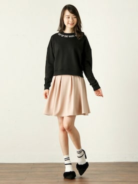 「アイテム（スカート、ピンク系）」を使った、ハニーズさん（レディース・160cm）の冬コーディネート