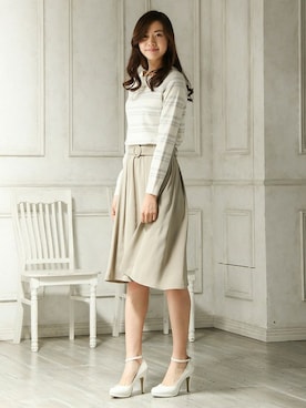 「アイテム（スカート、グリーン系）」を使った、ハニーズさん（レディース・160cm）の冬コーディネート