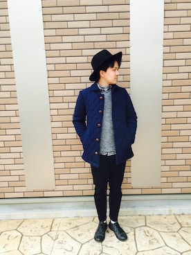 「ネイビーコーデ」｜「アイテム（その他アウター）」を使った、.ym22さん（メンズ・170cm）の冬コーディネート