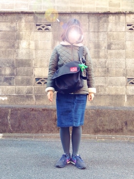 「ニコアンド」｜「アイテム（メッセンジャーバッグ）」を使った、maaa。さん（レディース・154cm）の冬コーディネート