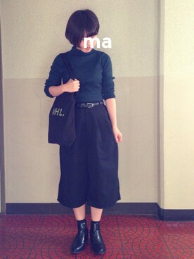 「MARGARET HOWEEL」｜「アイテム（ブーツ）」を使った、maaa。さん（レディース・154cm）の秋コーディネート