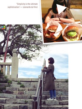 「アイテム（トレンチコート、グリーン系）」を使った、maaa。さん（レディース・154cm）の春コーディネート