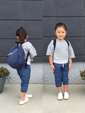 「AIGLE（エーグル）のアイテム（バッグ）」を使った、lovekoさん（キッズ・110cm）の夏コーディネート