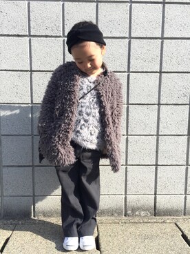 「ZARA KIDS」｜「アイテム（ノーカラージャケット）」を使った、lovekoさん（キッズ・110cm）の冬コーディネート