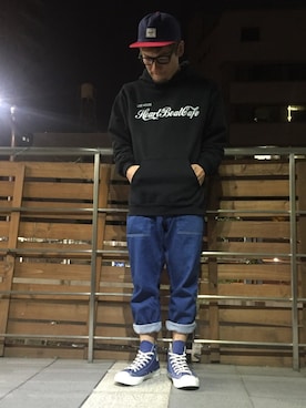 「Herschel Supply（ハーシェルサプライ）のアイテム（帽子）」を使った、ヨナカズさん（メンズ・169cm）の春コーディネート