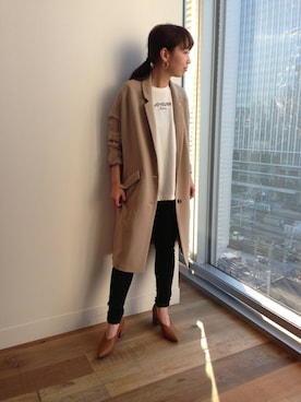 「JEANASIS（ジーナシス）のDENIMシルキースキニーパンツ/715842 （デニムパンツ）」を使った、JEANASIS  STAFFさん（レディース・157cm）の冬コーディネート