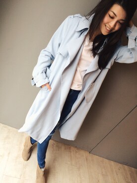 「blue」｜「アイテム（トレンチコート）」を使った、ustyleさん（レディース・160cm）の春コーディネート
