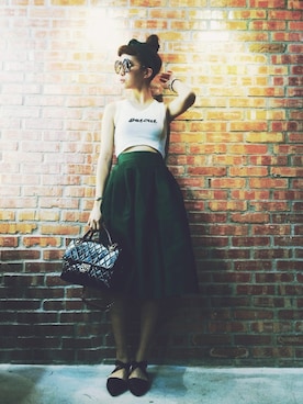 「PULL&BEAR（プルアンドベア）のアイテム（その他シューズ）」を使った、Tomoさん（レディース・160cm）の夏コーディネート