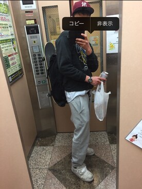 「アイテム（その他シューズ、グレー系）」を使った、しゅんたさん（メンズ・182cm）の春コーディネート