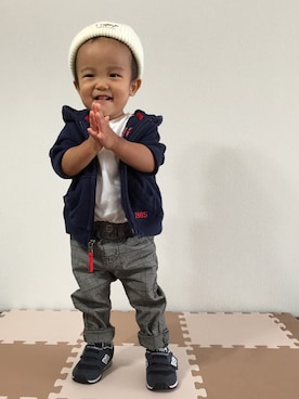 「TOMMY HILFIGER（トミーヒルフィガー）のアイテム」を使った、y___aさん（キッズ・80cm）の秋コーディネート