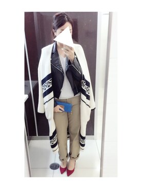 「ネイル」｜「アイテム（ライダースジャケット）」を使った、piiさん（レディース・165cm）の冬コーディネート