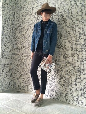 「NET（ネット）のアイテム（スラックス）」を使った、AnAnさん（メンズ・183cm）の冬コーディネート