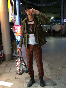 「JOHN LAWRENCE SULLIVAN（ジョンローレンスサリバン）のアイテム（ミリタリージャケット）」を使った、やんねさん（メンズ・180cm）の春コーディネート