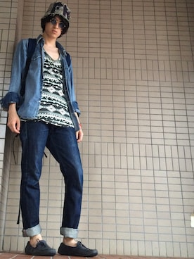 「WOZ?のアイテム」を使った、やんねさん（メンズ・180cm）の夏コーディネート