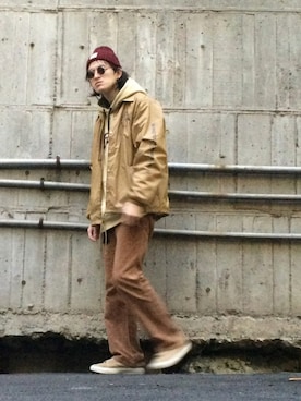 「M.Y.O.B（エム.ワイ.オー.ビー）のアイテム（ナイロンジャケット）」を使った、やんねさん（メンズ・180cm）の春コーディネート