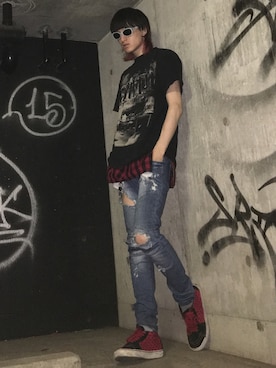 「Hex Anti Style（ヘックスアンチスタイル）のアイテム」を使った、やんねさん（メンズ・180cm）の夏コーディネート