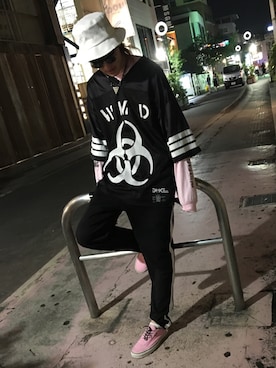 「White Mountaineering」｜「アイテム（アクセサリー）」を使った、やんねさん（メンズ・180cm）の夏コーディネート