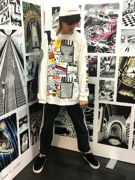 「Gosha Rubchinskiy（ゴーシャラブチンスキー）のアイテム（ニットキャップ/ビーニー）」を使った、やんねさん（メンズ・180cm）の秋コーディネート