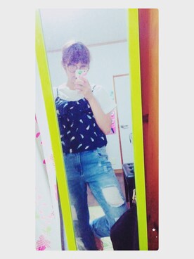 「RAY CASSIN（レイカズン）のアイテム（その他トップス、ブルー系）」を使った、tamu＊さん（レディース・160cm）の夏コーディネート