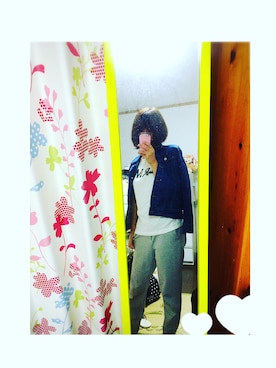 「WEGO（ウィゴー）のアイテム（デニムジャケット、ブルー系）」を使った、tamu＊さん（レディース・160cm）の秋コーディネート