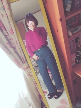 「mystic（ミスティック）のアイテム（デニムパンツ、ブルー系）」を使った、tamu＊さん（レディース・160cm）の秋コーディネート