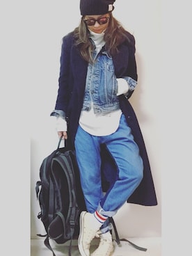 「Monkey Flip（モンキーフリップ）のアイテム」を使った、Kotomi Minagawaさん（レディース・169cm）の冬コーディネート