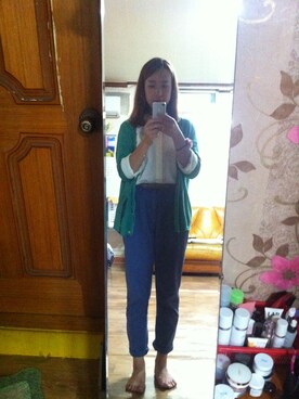 「ブルー x ホワイト」｜ミカさん（レディース・158cm）の冬コーディネート