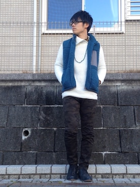 「迷彩パンツ」｜UNIchiroさん（メンズ・172cm・20代）の冬コーディネート