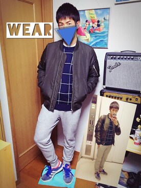 「EDWIN（エドウィン）のアイテム（ブルゾン）」を使った、daichiさん（メンズ・174cm）の秋コーディネート