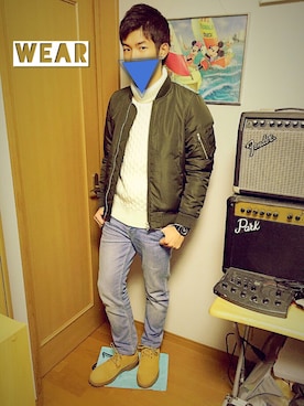 「EDWIN（エドウィン）のアイテム（ブルゾン）」を使った、daichiさん（メンズ・174cm）の秋コーディネート