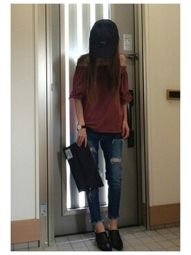 「秋色トップス」｜maoさん（レディース・158cm）の夏コーディネート