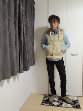 「n(n) BY NUMBER (N)INE（エヌエヌバイナンバーナイン）のアイテム（トップス）」を使った、WHYさん（メンズ・172cm）の秋コーディネート