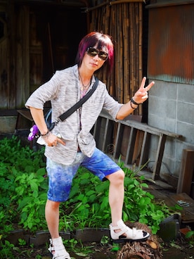 「semantic design（セマンティックデザイン）のアイテム（サンダル）」を使った、kikyoさん（メンズ・165cm）の夏コーディネート