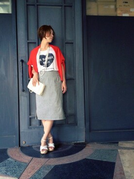 「Balcony and Bed（バルコニーアンドベッド）のパールロングネックレス（ネックレス、ホワイト系）」を使った、maedaさん（レディース・158cm）の春コーディネート