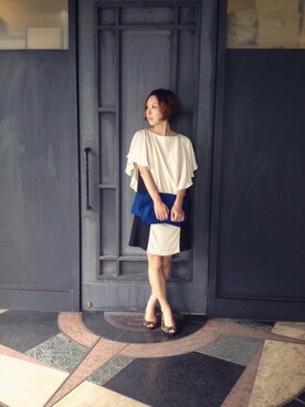 「Balcony and Bed（バルコニーアンドベッド）のレーヨンジョーゼットワンピース（ワンピース、ホワイト系）」を使った、maedaさん（レディース・158cm）の夏コーディネート