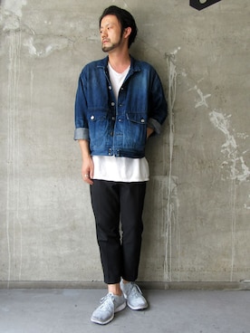 「FACTOTUM（ファクトタム）のアイテム（デニムジャケット）」を使った、HIROMU_OTAさん（メンズ・174cm）の夏コーディネート