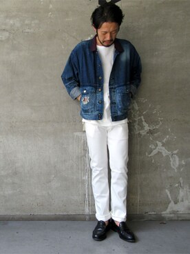 デニムジャケットを使った 白パンツコーデ の人気ファッションコーディネート ユーザー ショップスタッフ Wear