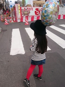 「赤タイツ」｜「アイテム（その他）」を使った、airi...nさん（キッズ・110cm）の秋コーディネート