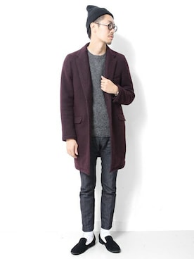 「チェスター」｜「アイテム（ニットキャップ/ビーニー）」を使った、エグチさん（メンズ・175cm）の秋コーディネート