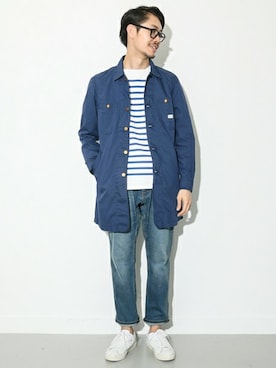 「ブルー x ホワイト」｜エグチさん（メンズ・175cm）の春コーディネート