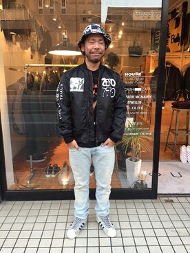 「アイテム（ミリタリージャケット）」を使った、SUE_THE_HOUSEさん（メンズ・172cm・30代）の冬コーディネート