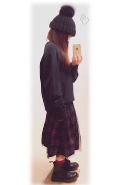 「aiko」｜「アイテム（ニットキャップ/ビーニー）」を使った、ぷぷこ   ༘*﻿さん（レディース・151cm）の秋コーディネート